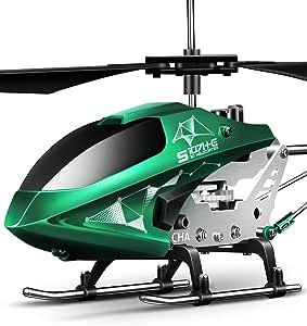 Remote Control Helicopter, S107H-E Aircraft with Altitude Hold, One Key take Off/Landing, 3.5 Channel, Gyro Stabilizer and High &Low Speed, LED Light for Indoor to Fly for Kids and Beginners(Green)