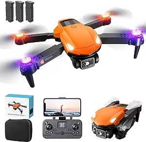 Mini Drone with HD Camera for Adults 4K, WIFI FPV Toy Drones for Beignners Boys Girls with 72 Lightings, Small Quadcopter Foldable Sky Quad with Live Video, Waypoint Fly, Auto Hover, Gesture & Gravity Control, Emergency Stop, Fly 45 Mins(Orange)